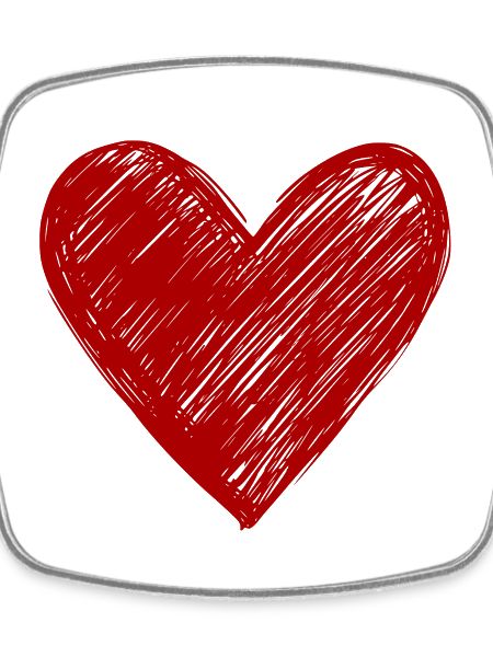 Hand-drawn heart in red