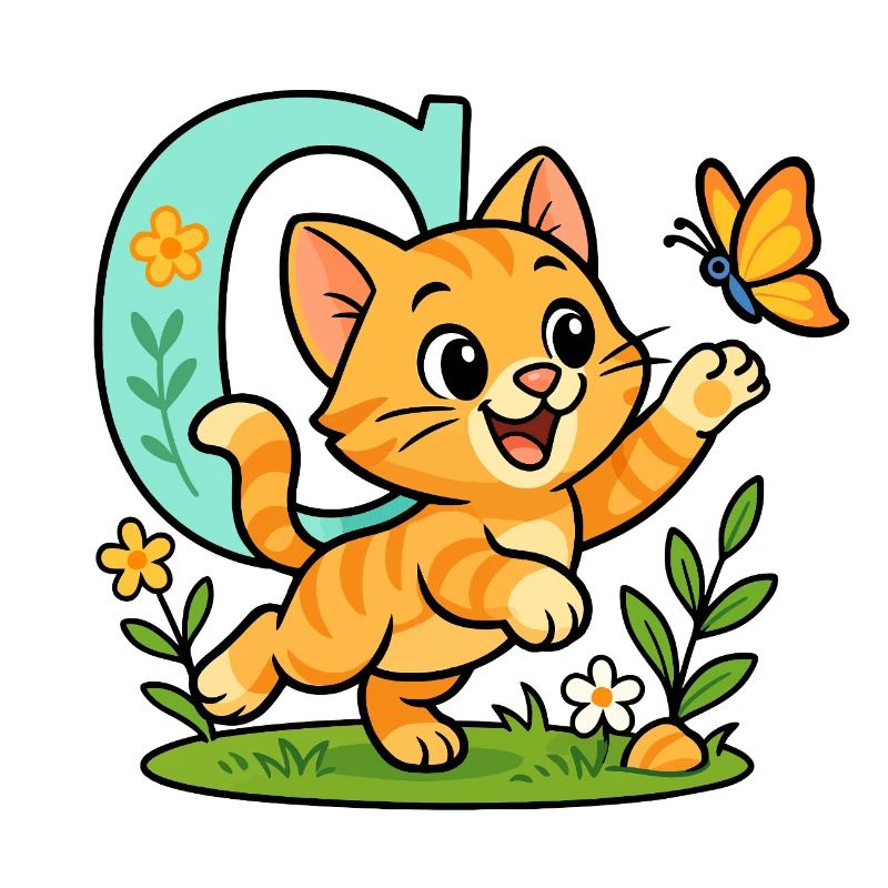 c comme... chat ! Design alphabet mignon