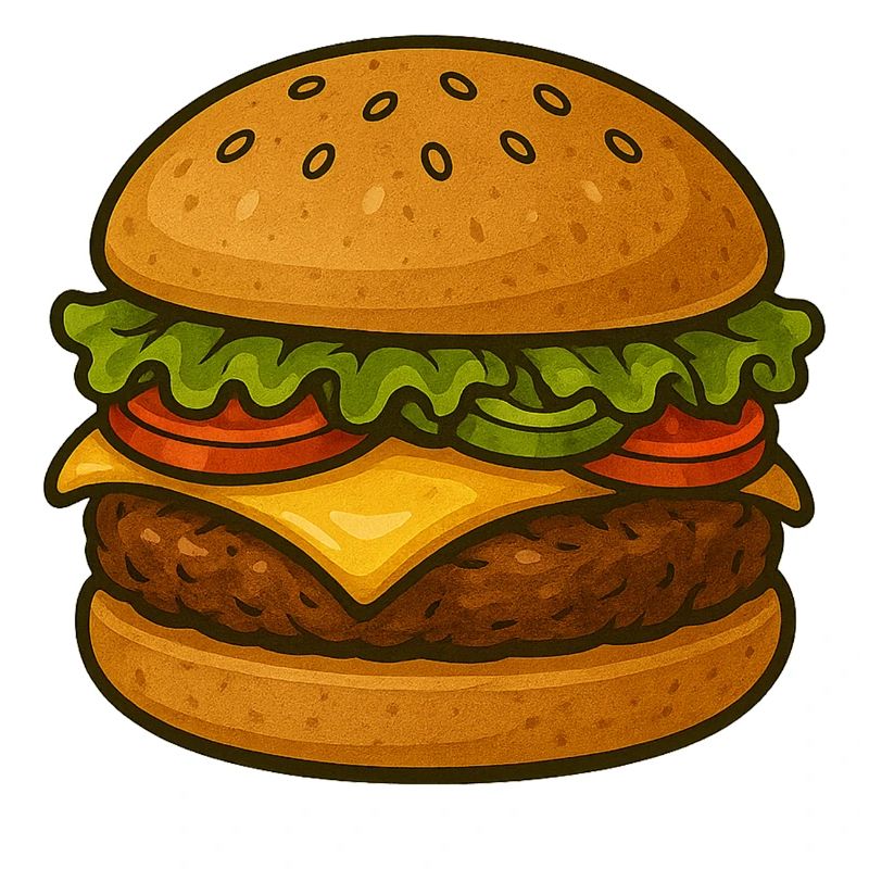 Expressive burger design with green accents