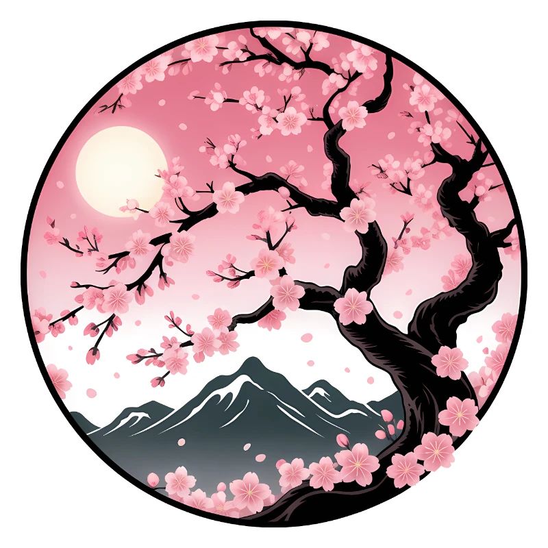 Cherry Blossom Mountain Landscape