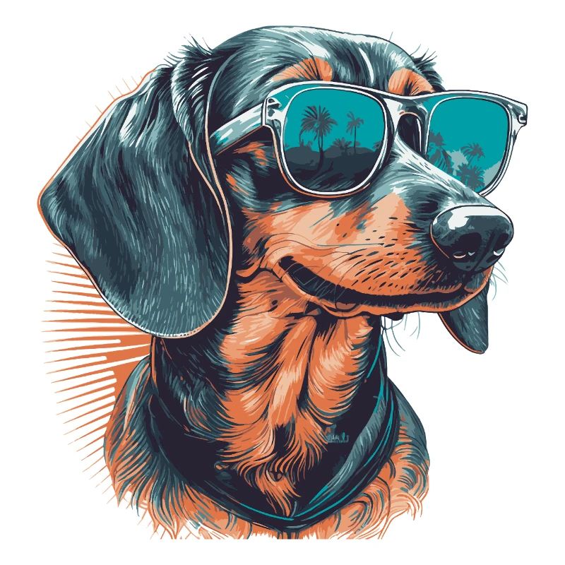 Cool dachshund with sunglasses