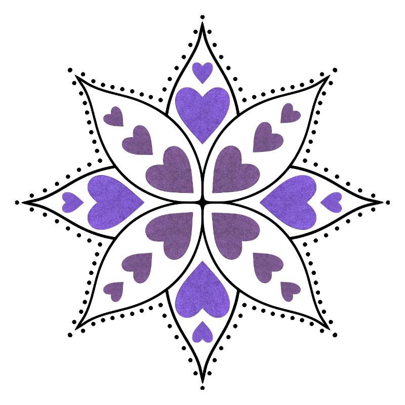 Mandala cœurs violets