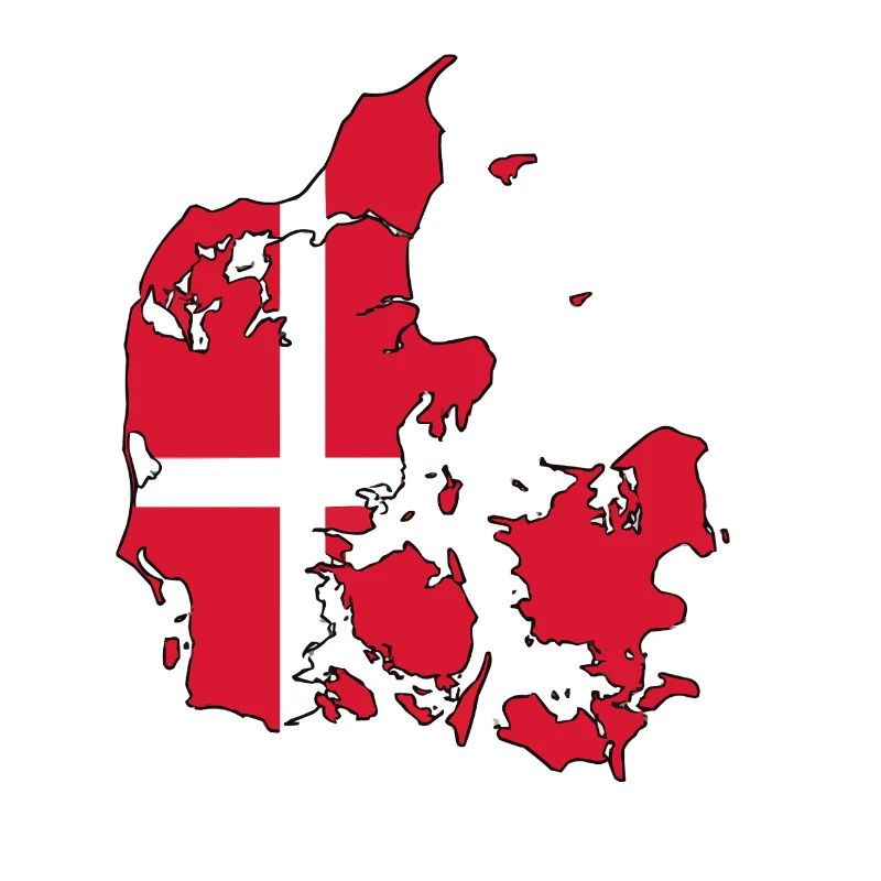 Denmark flag on map