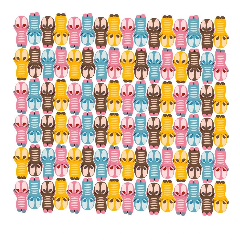 Cute kawaii figure patterns in pastel colors