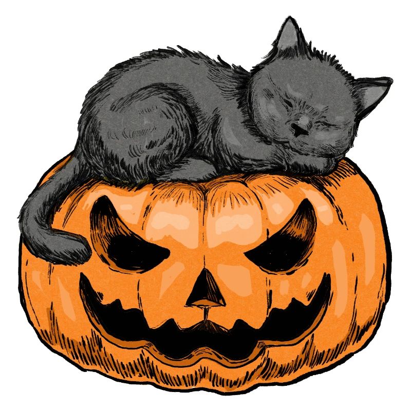 Chat endormi Halloween Design