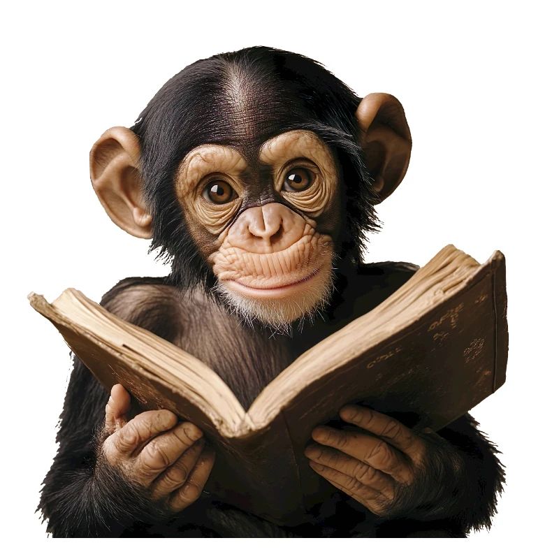 Inquisitive monkey with book