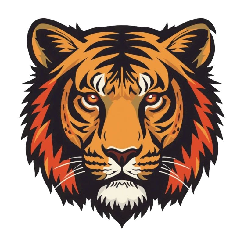 Expressive tiger head impression