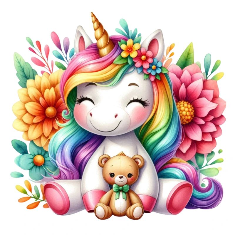 Regenbogen Einhorn Blumentraum