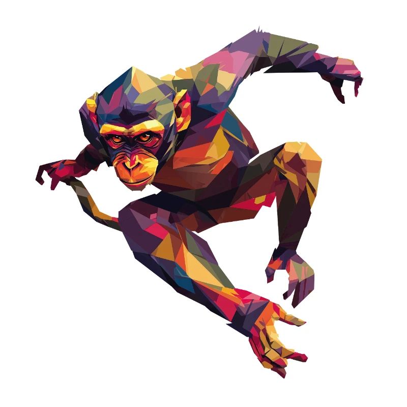 Singe polygone dans le saut : Color rush