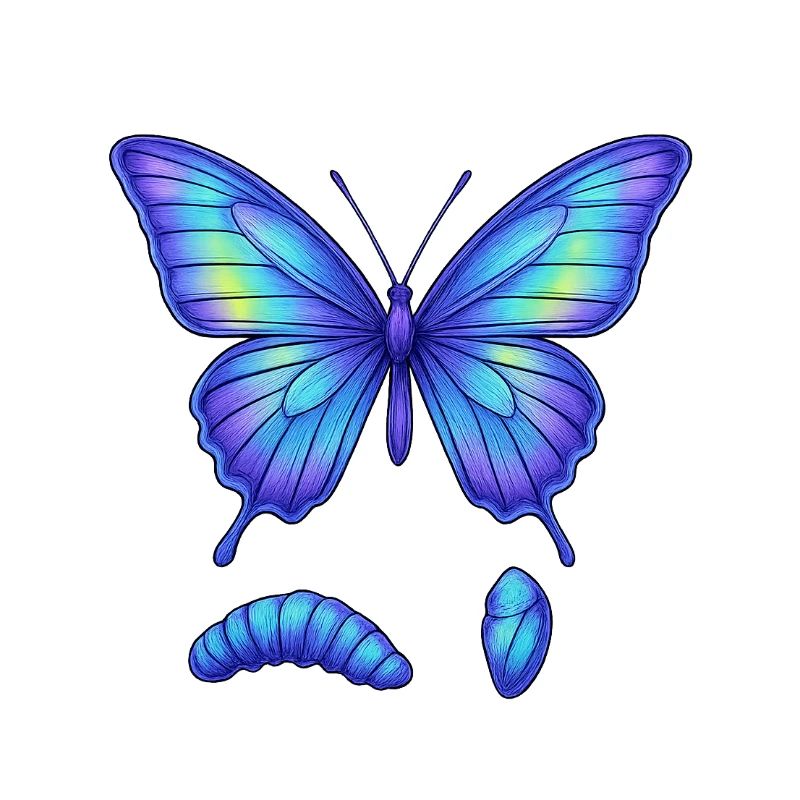 Blue gradient butterfly