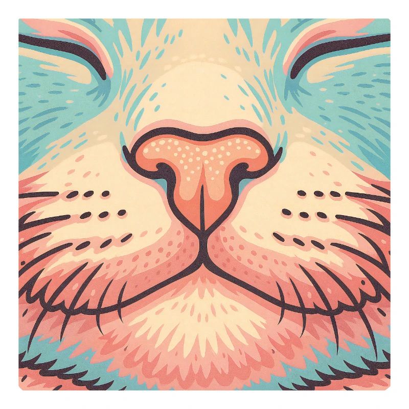 Nez de chat rétro - Illustration de moustaches colorées