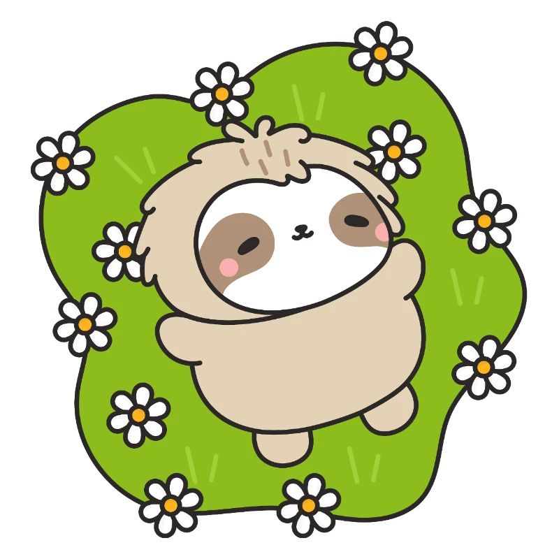 Faultier auf der Blumenwiese