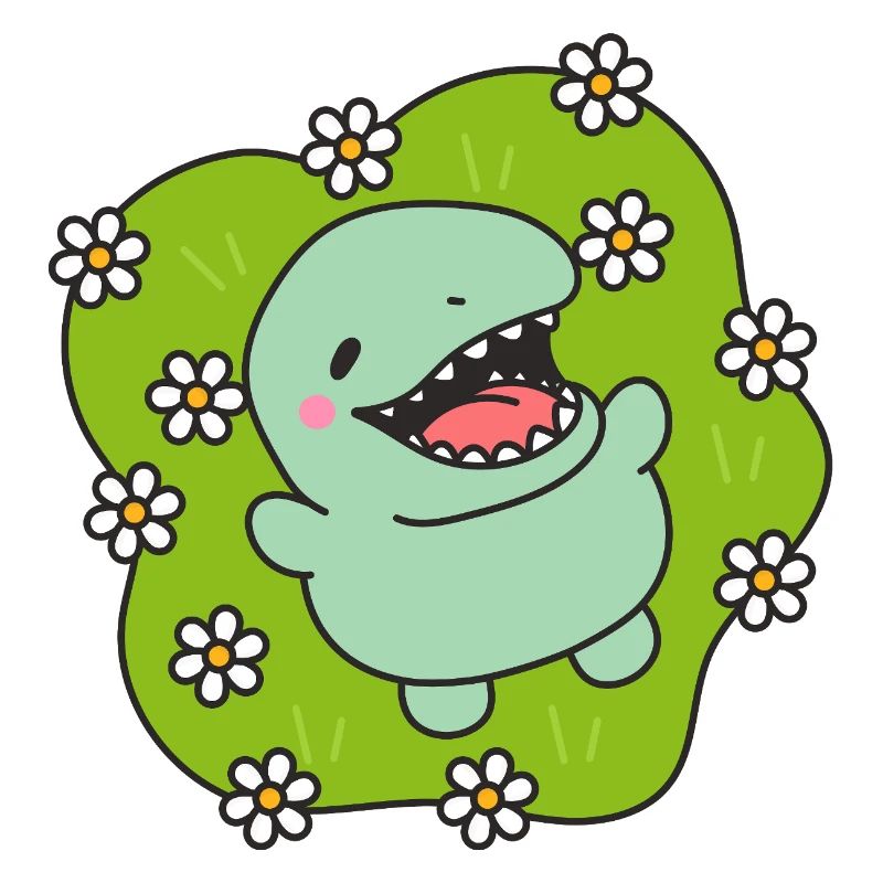 Happy Dinosaur in Spring