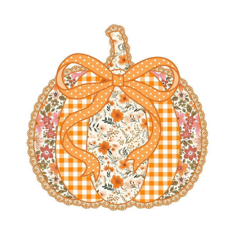 Flower pumpkin with gingham ribbon