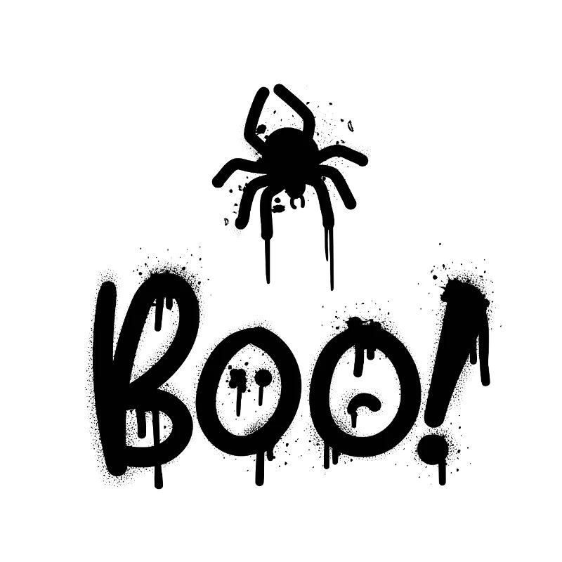 Black composition with spider painted with sprey