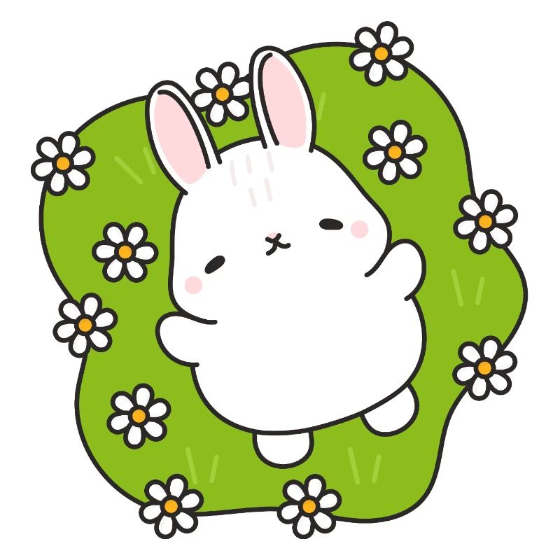 Lapin mignon au jardin fleuri
