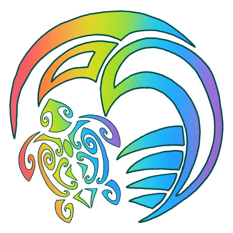 Turtle and multicolored ocean