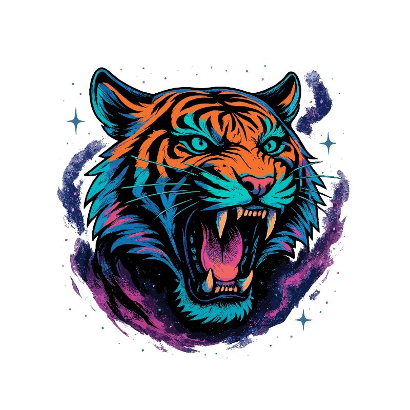 Neon Tiger Rage Galaxy Design