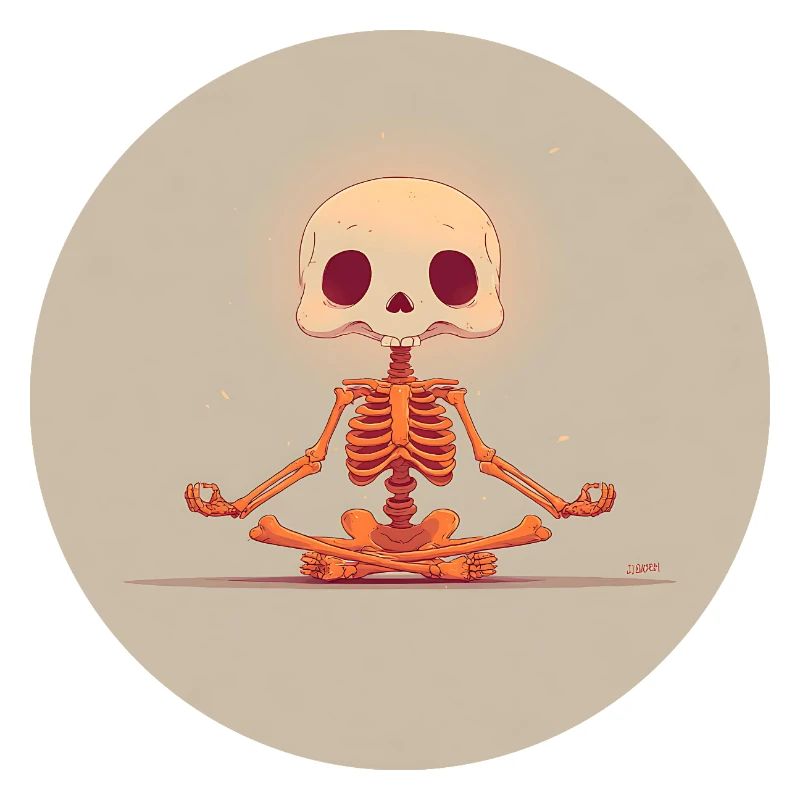 Skelett Meditationspose in Orange
