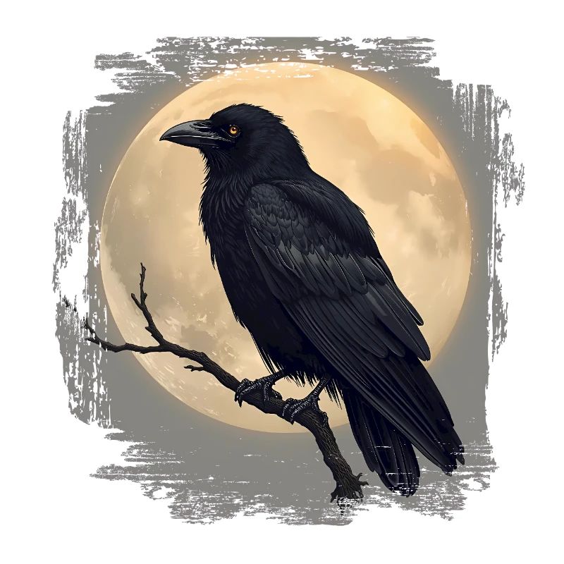 Düsterer Rabe vor Vollmond 