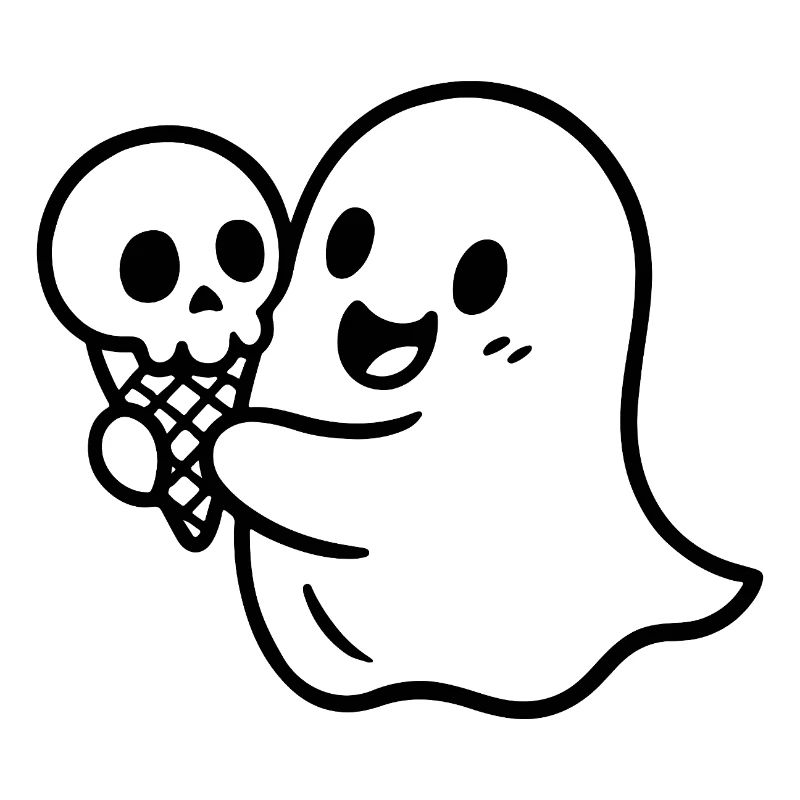 Fantôme avec crâne de crème glacée – Halloween adapté aux enfants
