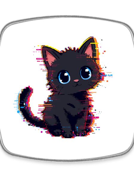 Neon Glitch Noir Chat Mignon