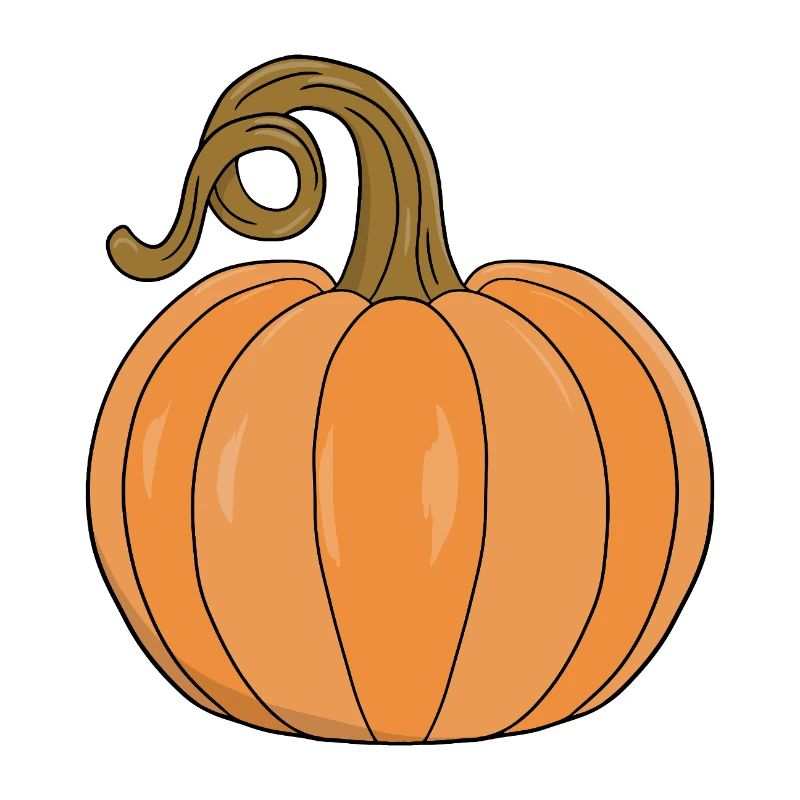Curved Stem Pumpkin Illustration