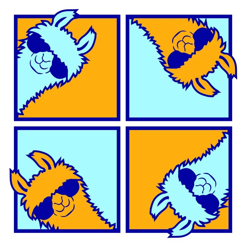 Four Colorful Llamas Tile Pattern 4 Pop Art Alpacas