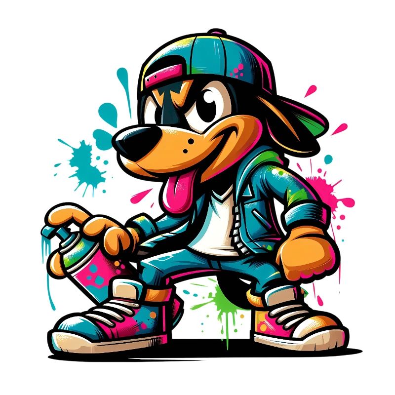 Graffiti Hund Skateboard Stil