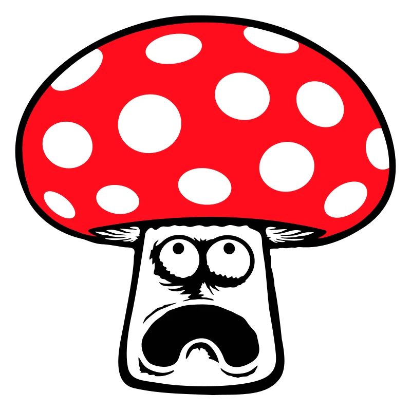 Champignon effrayé, paniqué, levant les yeux,