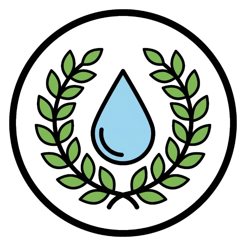 Gouttes d’eau avec couronne de feuilles