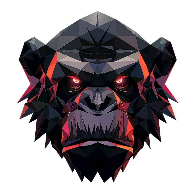 Gorilla Prisma Kopf Low Poly Art Design