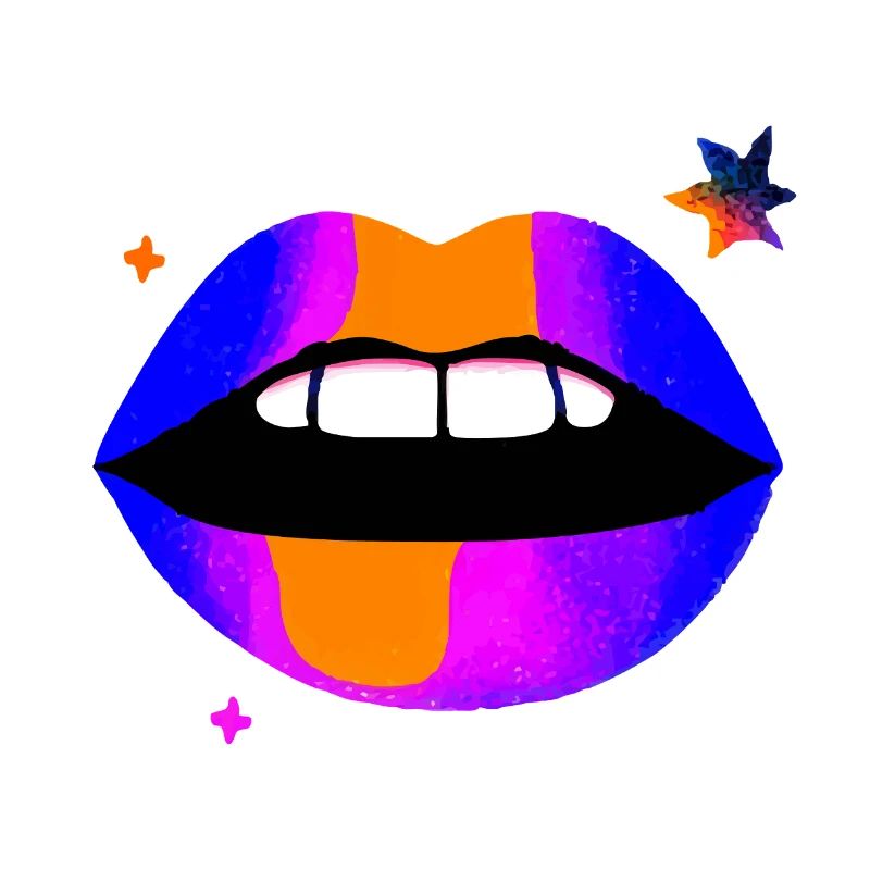 Neon Regenbogen Lippen