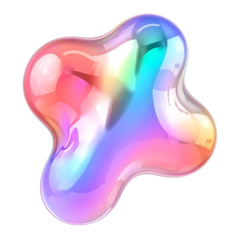 Rainbow Glossy Abstract Blob Design
