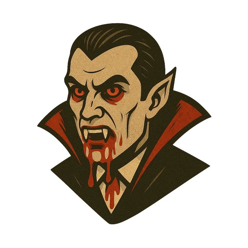 Vampire Dracula Illustration Retro Style Halloween