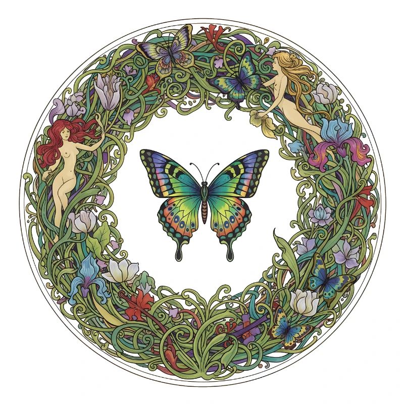 Cercle de fleurs papillon image de rêve