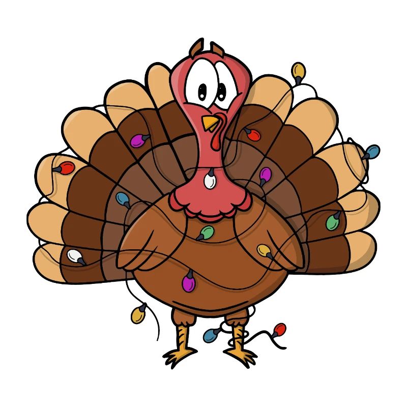 Festive Turkey with String Lights