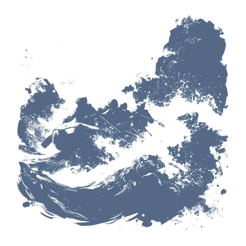Whitewater Rafting Brush Art