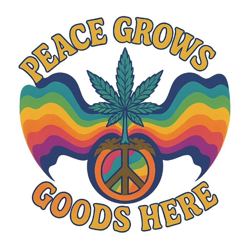 Peace Grows – Retro Hippie Design with Hemp Leaf &