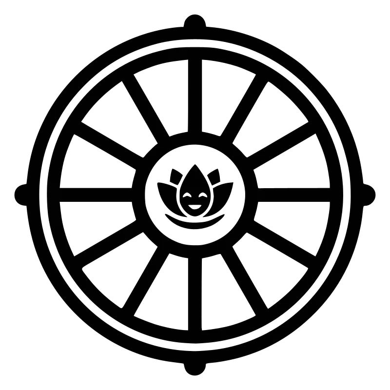 Roue du Dharma avec Lotus | Symbole du bouddhisme