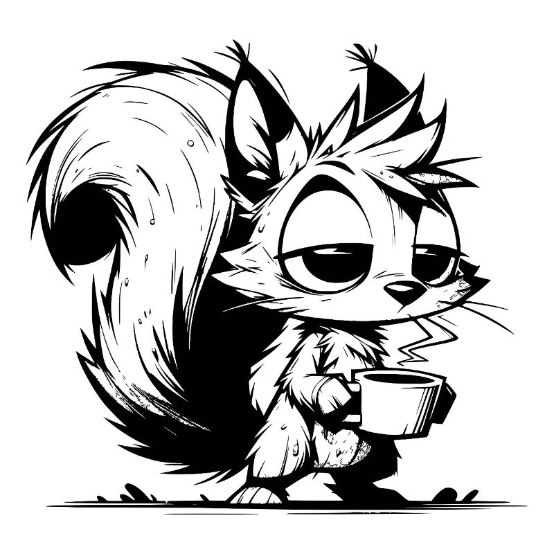 Ohne Kaffee kein Eichhörnchen bei der Arbeit