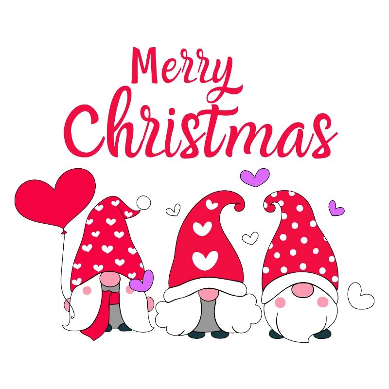 Mignons nains de Noël avec des cœurs
