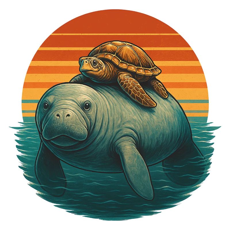 Manatee Turtle Ocean Friends