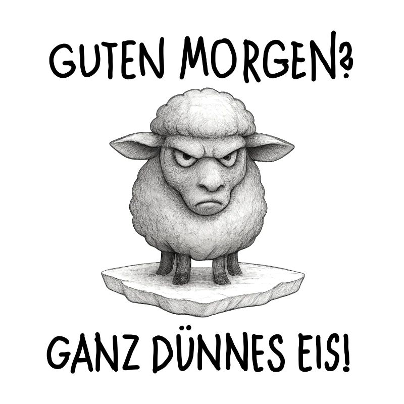 Grimmiges Schaf auf Eisplattform…. Guten Morgen ? 