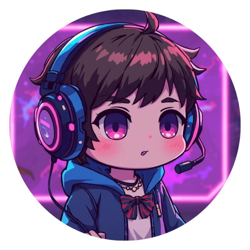 Chibi de jeu Neon avec casque