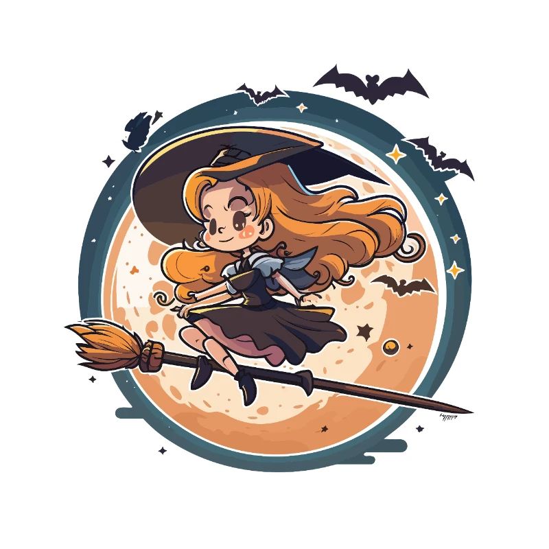 Moonlight Witch on Broom