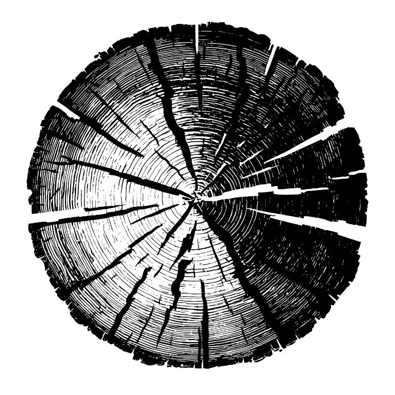 Tree Slice Black – Annual Rings Natural Design