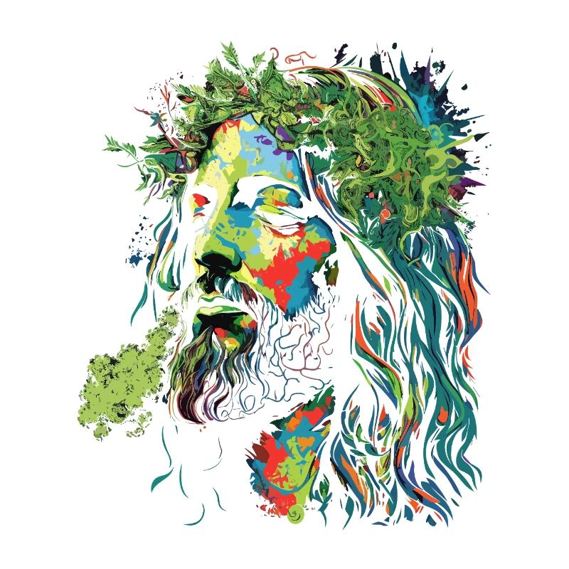 Explosion des couleurs rastafari de Jésus