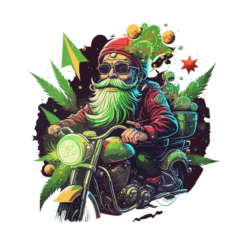 Biker Gnom mit Grasblättern