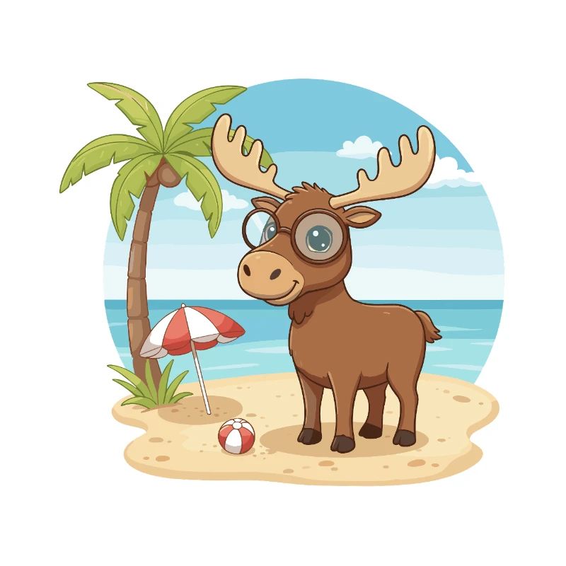 Vacances d’été sur la plage de l’orignal mignon avec des lunettes